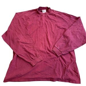 Vintage 90s Nike Turtleneck  Mens XXL Mock Maroon Shirt Long Sleeve Logo Base